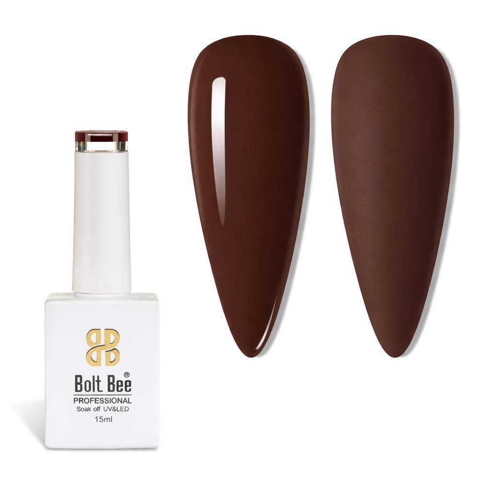 BOLT BEE Mocha Brown Gel Nail Polish 15ml, Professional UV LED Soak Off Nail Gel, Long Lasting High Shine Gel Polish, Rich Pigmented Salon Quality Nail Color for Home & Professional Manicure-image-24