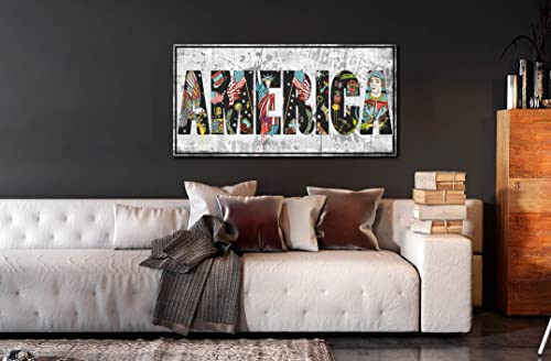 Jkwall77 Graffiti Canvas Wall-Art For Bedroom - America Poster Banksy Street Wall Art - Abstract Wall Painting Pop Art Ready To Hang Size 40" X 20" #TOP4