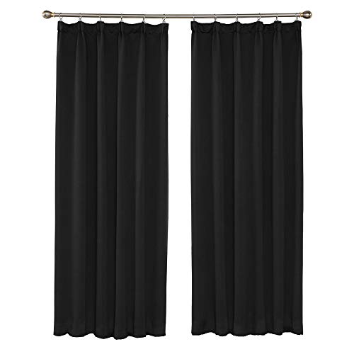 UMI by Amazon Cortinas para Dormitorio Moderno Salon Opacas Decoracion de Ventanas Termicas Aisantes con Bolsillo Fruncido 2 Piezas 140 x 240 cm Negro