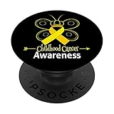 Butterfly Gold Ribbon Childhood cancer Month Awareness Phone PopSockets PopGrip: Swappable Grip for Phones & Tablets