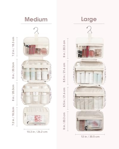 Image of Narwey Large Hanging Toiletry Bag Travel Makeup Bag Cosmetic Organizer for Women and Girls, ZZ-Little Dusty Pink Flower, Medium