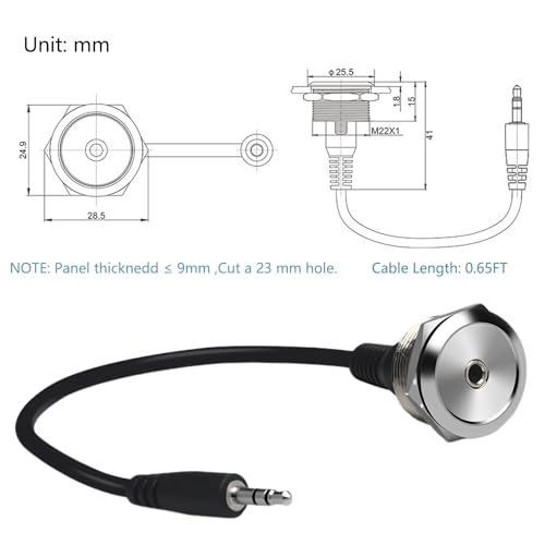 Adaptador estéreo 3.5mm TRS macho a hembra con montaje miniatura 6