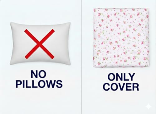 Image of HOUSE FOX Zipper Cotton Pillow Covers /Cases /Protectors (NOT Pillow) Set of 2 Pair Or 4 Pcs,Size -18x28inch with Zip /Chain (Floral White Pink, Standard)
