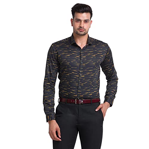 Image of Park Avenue Men's Pure Cotton Print Pattern Slim Fit Cut Away Collar Full Sleeve Casual Shirt