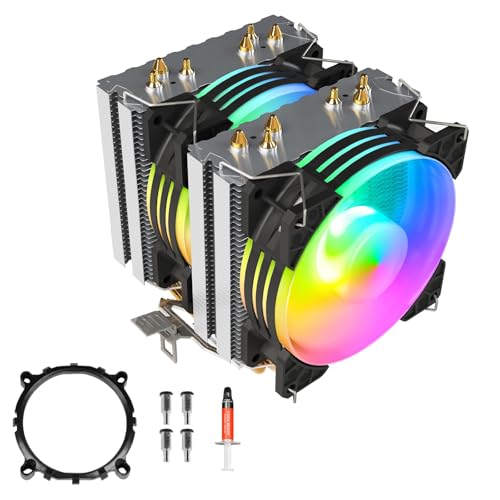 Ventilateur CPU ARGB avec 6 caloducs et PWM pour refroidissement PC de bureau