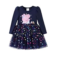 Peppa Wutz Kleid Mädchen Prinzessin Glitzer Tüllkleid Kostüm Kleider Festliches Kinder Langarm Kleidung Peppa Pig Herbst Winter Outfit Schul Party Tutu Kleider für Mädchen 2-6 J. 82 90 98 104 110 116