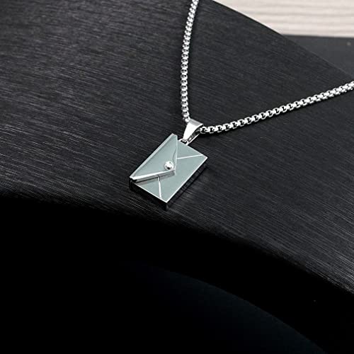 Shinyy Envelope Love Letter Necklace For Women And Men Stainless Steel Engraved Locket With I Love You Secret Message Jewelry Pendant Gift For Couples And Family (Silver) #TOP4