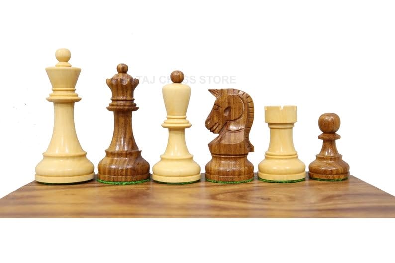 Dubrovnik Chess Pieces in Golden Rosewood- Reproduction of Dubrovnik Tournament Chessmen- King 3.7"| Luxury Chess Pieces | 2 Extra Queens