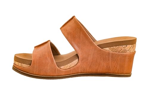 Corkys Footwear Womens Table For Two Wedges - Featuring A 2-Inch Heel, Soft and Cushioned EVA Insoles, A Double Strap, And A Vegan Leather Wrapped Outsole