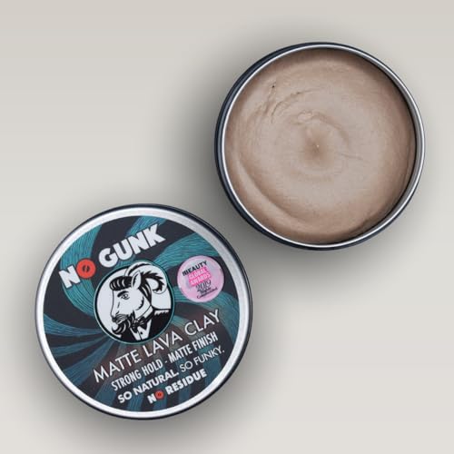 NO GUNK Matte Lava Clay - 100% Natural Hair Styling Clay For Men - Strong Hold - Natural & Organic Ingredients (Original, 50g)
