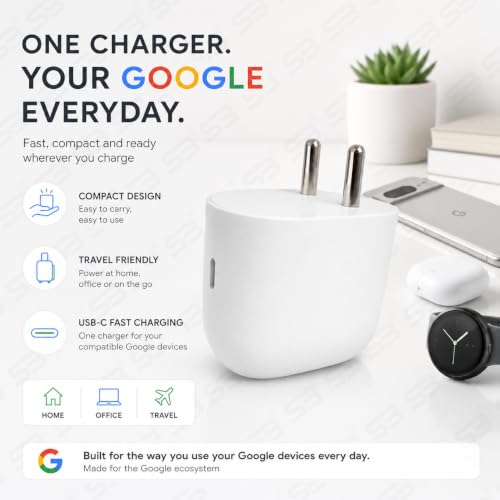 Image of 45W PPS Charger with 1m USB C to C Cable, PD 3.0 Fast Charging Adapter Compatible with Google Pixel 11 /10 /9 /8 /7 /6 Series, Pixel Tablet & Buds, BIS Certified Type C Wall Charger