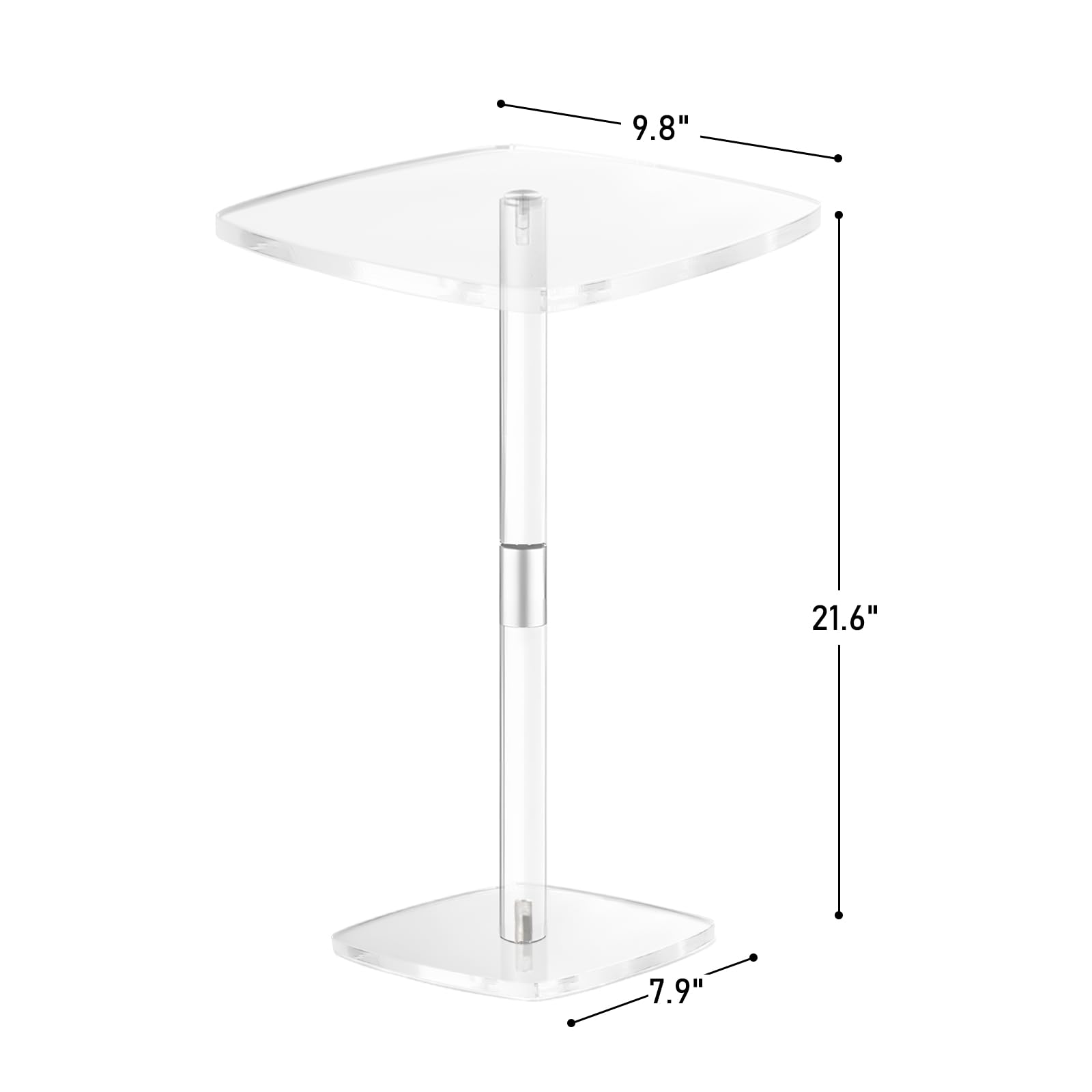 Chihutown Square Drink Table, Acrylic Side Table for Small Spaces Clear Pedestal Side Table - Image 3