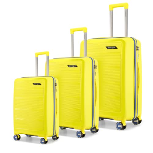 Image of Provogue Spectrum Hard-Sided PP Trolley Bag Set of 3 | Expandable Space with 8 Wheels Trolley Bags for Travel |Lightweight with Combination Lock|5 Year Warranty (Sundrip Yellow)