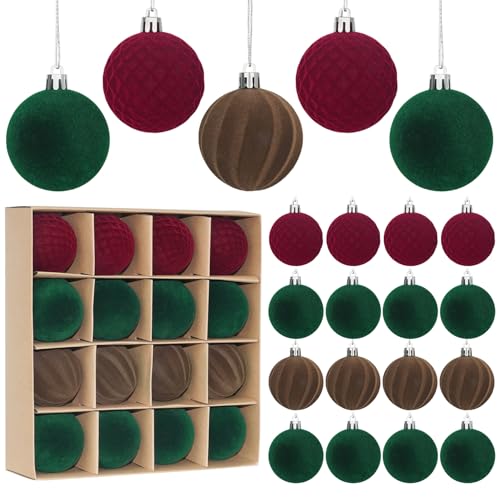Miaikoe 16 Stück Samt Weihnachtskugeln hängende Ornamente Set,...
