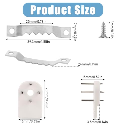 Image of 40 PCS No Damage Picture Hanging Kit - Sawtooth Frame Hangers and Invisible Nail Hangers for Hard Wall, Brick Wall - Canvas Hanging Kit