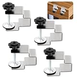 Lnrueg 4 Stück Schubladen-Front-Installationsklemmen, Universal-Schrank-Installationsklemmen, Edelstahl, Silbergrau