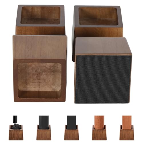Rivosar Wooden Bed Risers 3 Inch(Inner 2H) 4 Pack Heavy Duty Retro Brown