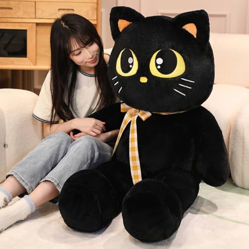 猫 抱き枕 ロング おもしろい ねこ ぬいぐるみ クッション 可愛い インテリア おもしろ 動物 ふかふか ブラック 贈り物 ギフト 大きいサイズ 洗える 背もたれ 横向き寝 120cm