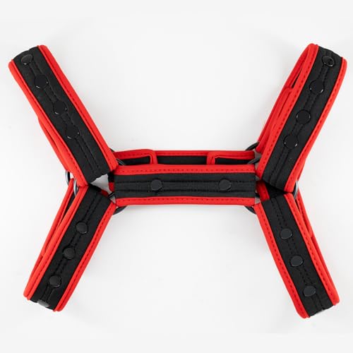 ZZRBVFH Men's Neoprene Sport Harness - Nylon Exterior with Alloy Rivets, 1.6-Inch Adjustable Strap Black Blue (Red)