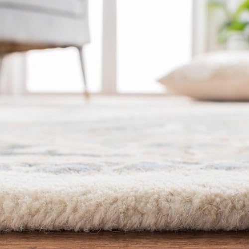 Image of Irregular Shape Handmade Woolen Carpet Ivory Colour Size 6x8 feet
