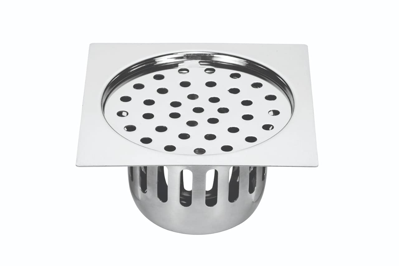 CHILLY-S Stainless Steel Square Flat Cut King Cockroach Trap with Jali Drain Cover, 5 Inches - 127mm
