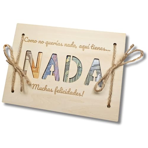 EQUIK PRODUCTS Cartão de felicitação de madeira | presente dinheiro | presente de aniversário original | Presente engraçado, engraçado | ideia de presente para homem, mulher| DIN A5 (NADA junta)