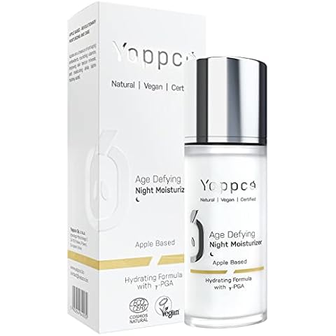 Anti Wrinkle Face Cream Anti Aging Night Cream Age Defying Night Moisturizer for Mature Skin 100% Natural Cosmetics Based on Apples and y-PGA | Vegan | Ecocert | Cruelty Free | Yappco | 50 ml Cover