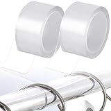 TORIHIKI 2 Pcs Curtain Glide Tape, 16.4 Ft Drapery Ring Glide Tape, Smooth and Silent Curtain Rod Glide Tape for Curtain Rings, Transparent Adhesive Curtain Slide Tape, Clear, TORI061102