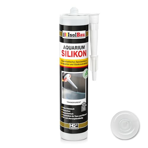 Isolbau Aquarium Silikon 1 x 300 ml Transparent - Dauerelastisches Spezial-Silikon für Aquarien & Glaskonstruktion - Für Innen- & Außenbereich – Kartusche