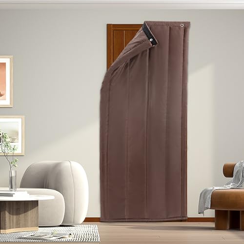 Genérico Cortina De Puerta Aislante, Material De Fieltro De Algodón De Tela Ox, Tamaño Grande De 70 X 200 Cm, Instalación Perforada Y Pegada, Adecuada para Múltiples Escenas (Coffee)