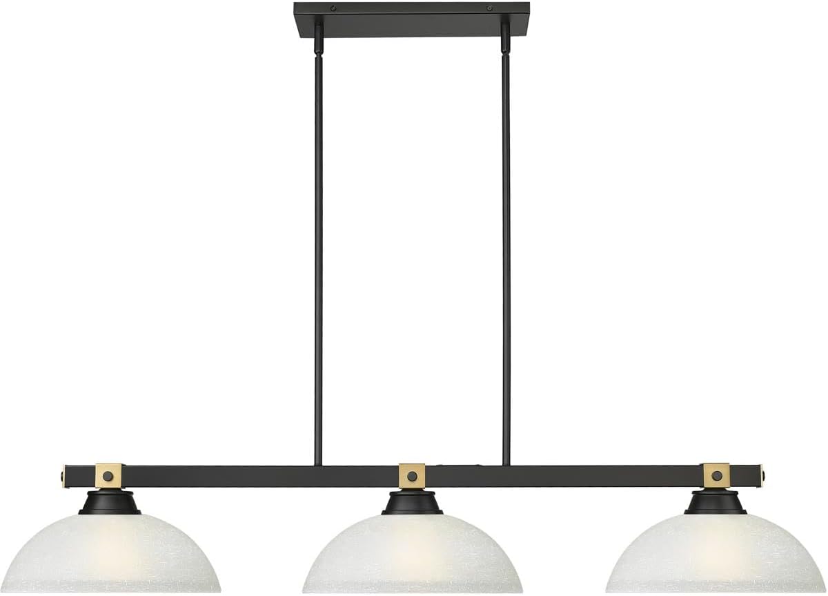 Bronte Three Light Billiard Matte Black + Rubbed Brass