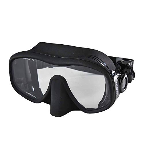 SHERWOOD SCUBA Macco Frameless mask with Unique Side Buckle System, Folds Small for Back up mask - Black Silicone