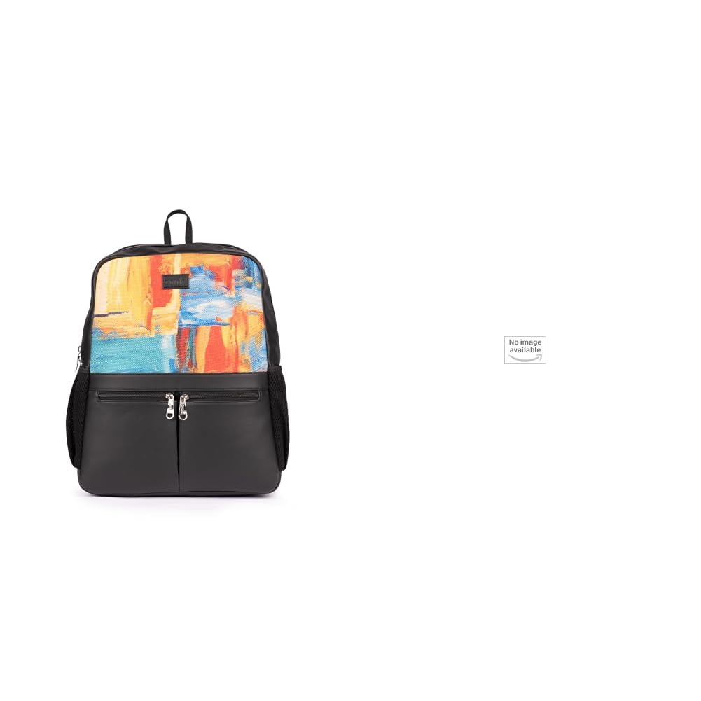 Abstract Amaze Printed Jute Vegan Leather Multicolor Unisex Checkpoint Friendly Laptop + Medium Trolley Bag, Hardside Polycarbonate Medium (57 Cm) Suitcase with 360 Spinner Wheels and-image-2