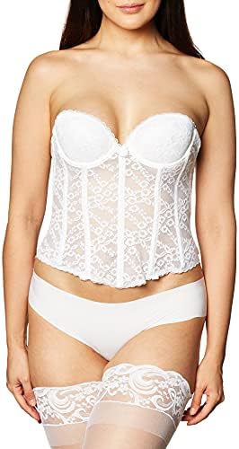 Va Bien Women's Lace Low Back Bustier, White, 36C
