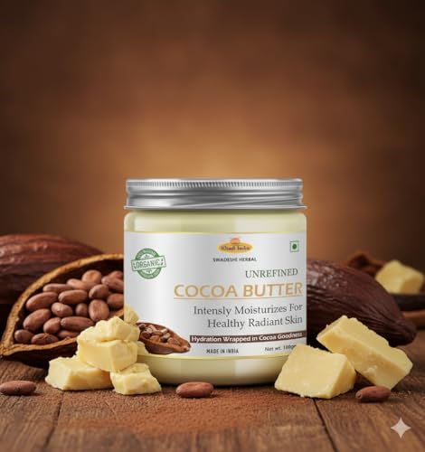 Image of Khadi Cocoa Butter 100% Pure & Natural - Skin Moisturizer & Hair Nourisher | Deep Hydration & Softening, 100gm