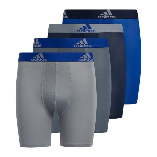 adidas Kids-Boy's Performance Long Boxer Briefs Underwear (4-Pack), Collegiate Royal Blue/Grey/Collegiate Navy, Medium