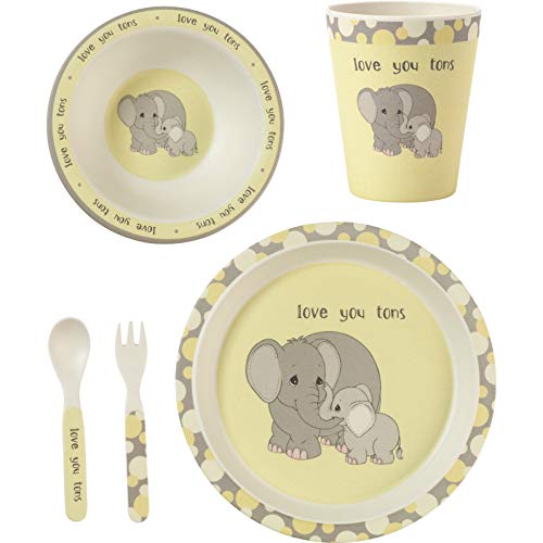Precious Moments 5 Elephant Gift Child Mealtime Set, One Size, Multi, 5 Each