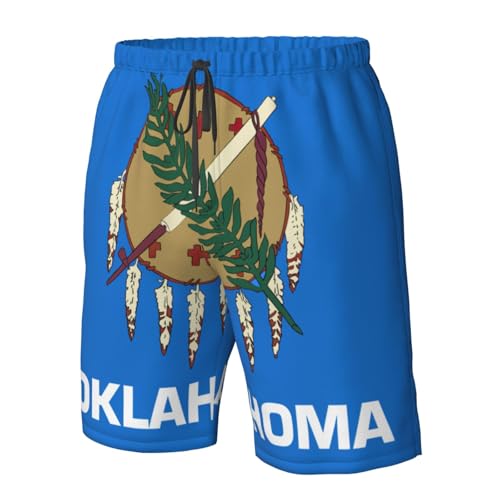 Men's Classic Oklahoma State Flag Swim Trunks Mens Casual Shorts Board Shorts with Pockets Beach Shorts for Men 5