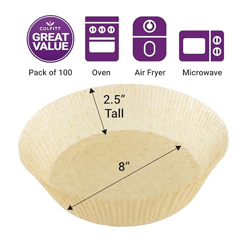 Culpitt 8" Cake Tin Liners, 100 Pack, Non-Stick Siliconised Greaseproof Paper for Baking Cakes Pies, Tarts - Image 2