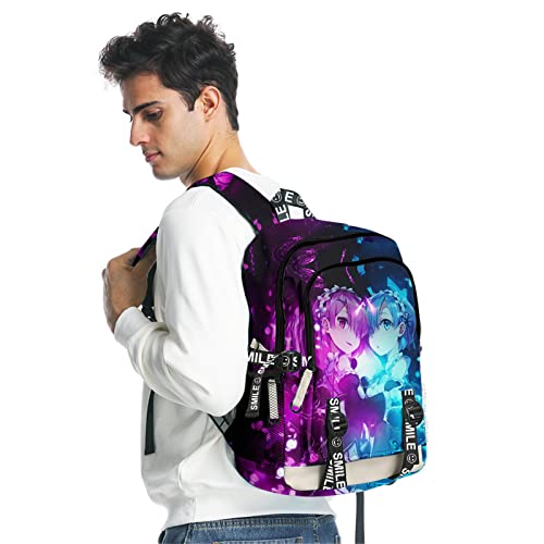 ISaikoy Anime Re:Zero: Starting Life in Another World Backpack Rem Laptop School Bag Bookbag 12