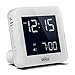 Braun Digital Alarm Clock with Snooze, Negative LCD Display, Quick Set, Beep Alarm in White, Model BNC009WH.
