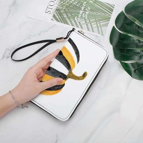 Black White Stripes Pumpkin PU Leather Clutch Long Bifold Wallet, Coin Purse Credit Pass Case, Durable Card-Holder Money Storage for Women Men4