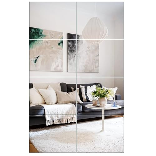 EVENLIVE® Full length mirror Tiles, 35cm x 30cm 4 Pack-Self Adhesive Real Glass Frameless Wall Mirrors for Home Decoration
