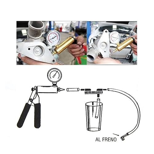 Bombas de vacío manual para servicio de aire acondicionado y sistema de frenos, kit con pistola de prueba y manómetro de aluminio miniatura 4