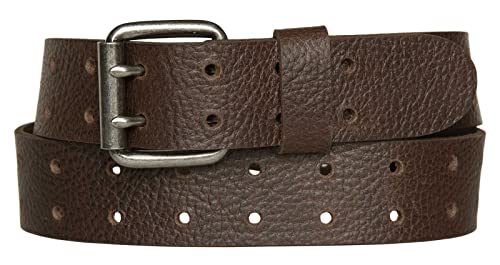 Harley-Davidson Men's Double Prong Adjustable Hole Genuine Leather Belt - Brown