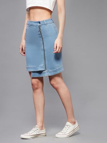 Image of Miss Chase Women's Straight High Rise Mini Denim Skirt