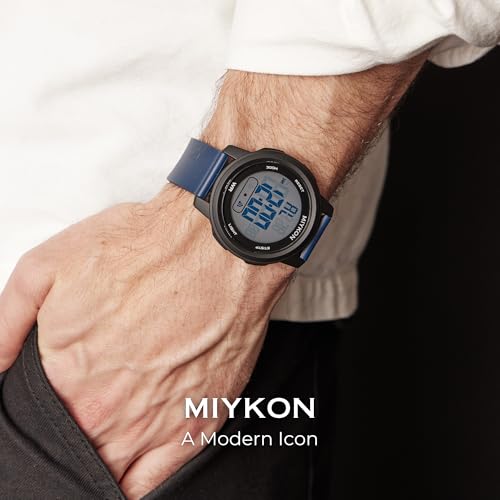 Image of Miykon Ultra-Thin Digital Watch for Men - Minimalist Waterproof Sports Watch with Large Easy to Read Display - Shockproof Resin, Super Illuminator, Stopwatch & Timer, Alarm, Dual Time, 24hr Military Time