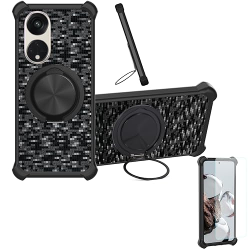 �Ή� Oppo Reno 8t 5g �P�[�X Phone Case [1�� 9H+�d�x���� �K���X�t�B����][360°��]���X�^���h�A�}�O�l�b�g��]CX-11-HEI