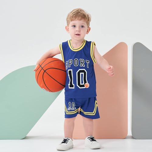 Image of Volunboy Kids Sports Shorts Sets Boys Jerseys Tracksuit 2 Piece Basketball Performance Tank Top and Mesh Shorts Set