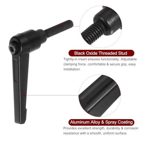 Image of HARFINGTON 6pcs Adjustable Clamping Lever Handles M6 x 25mm Male Thread Bolt Knobs Rotating Screw Locking Quick Release Ratchet Push Button Handle, Black